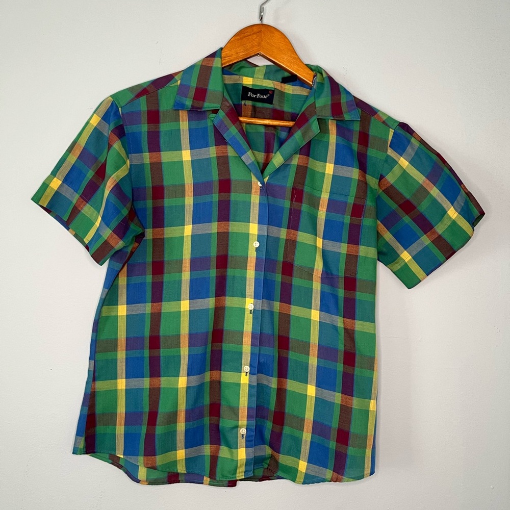 Vintage ParFour Plaid Button down shirt 12